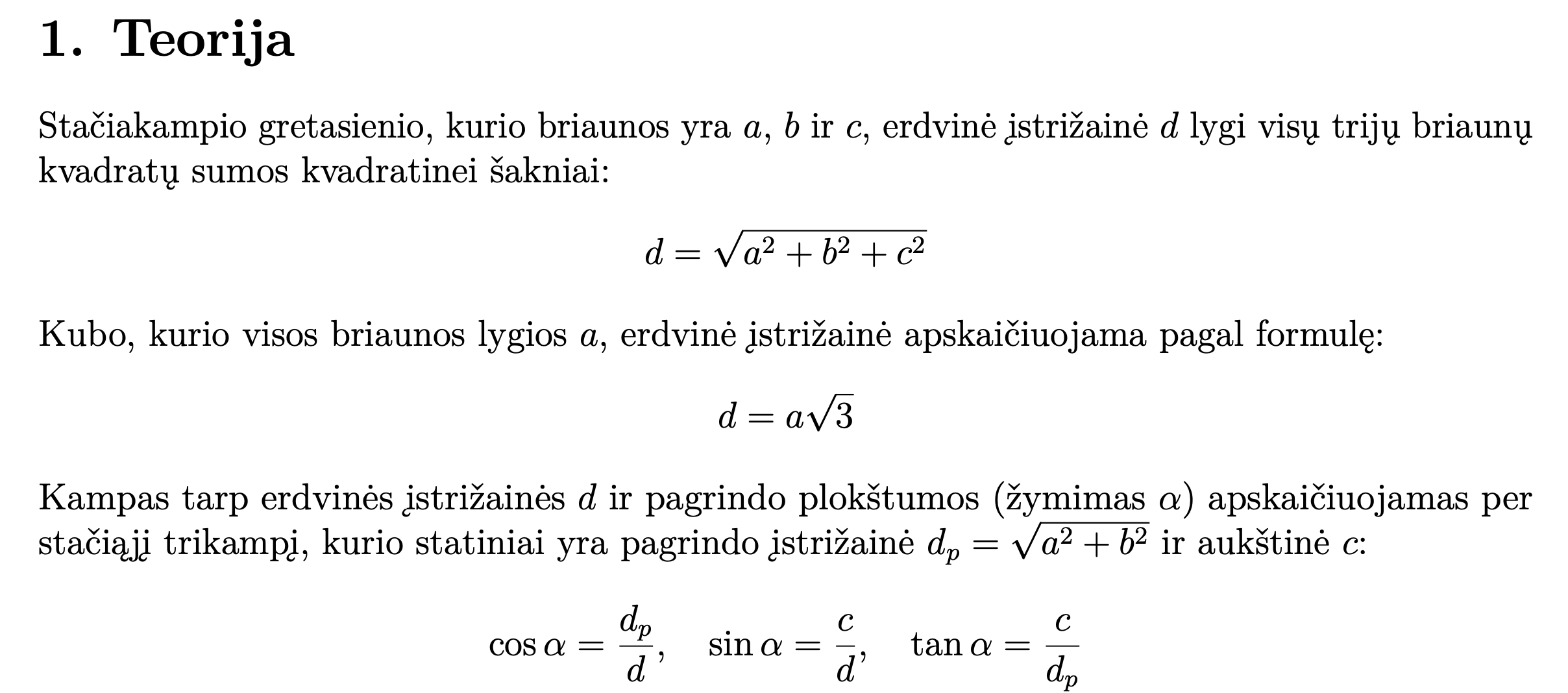Uždavinio pavyzdys 1